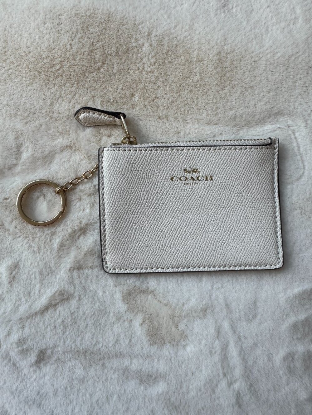 Coach Mini Skinny ID Case F12186 Crossgrain Leather - Cream / Chalk
